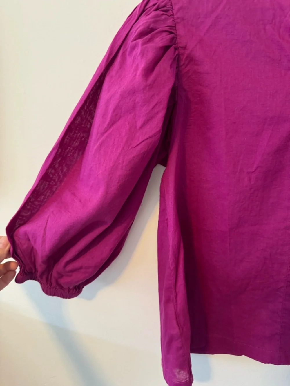 FARM Rio Fuchsia Lace V-Neck Puff Sleeve Top XS Petite